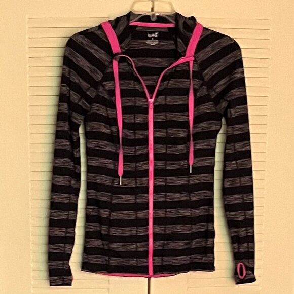 Lukka Tops - Lukka Black/Gray/Hot Pink Zip-Up Hooded Athletic Jacket Size S